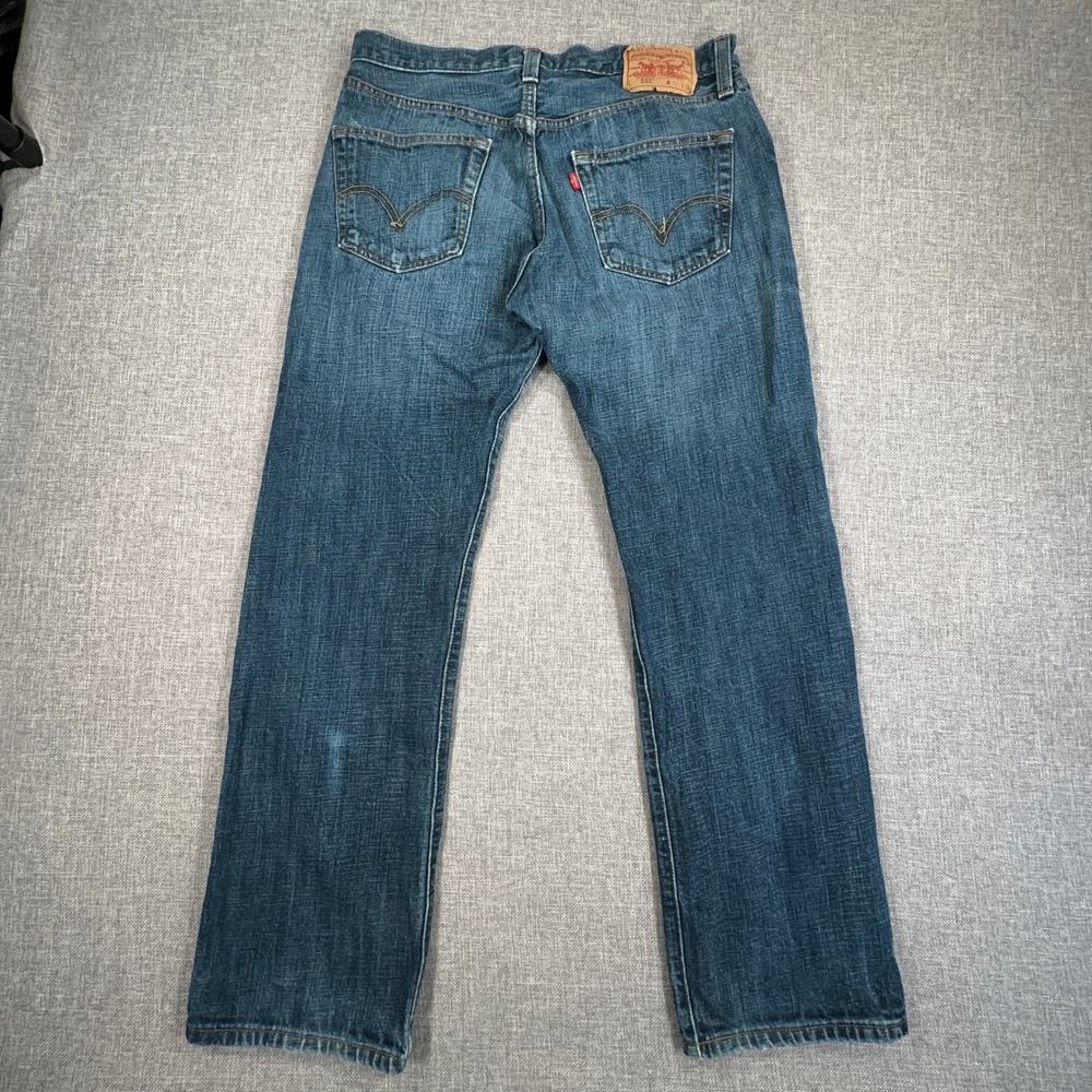 Vintage Y2K Levis 501 Original Jeans Men 32x30 (Fits 31x30) Blue Fade Whiskering - Picture 2 of 12